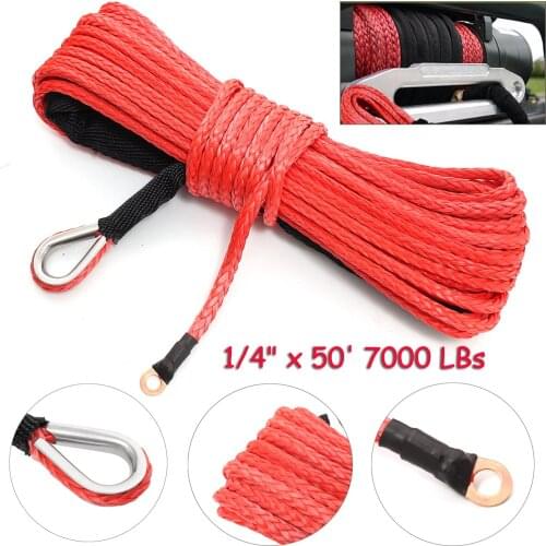 6mm x15m synthetic Winche towline winch rope cable with hook 7000LBS for ATV UTV Off-Road
