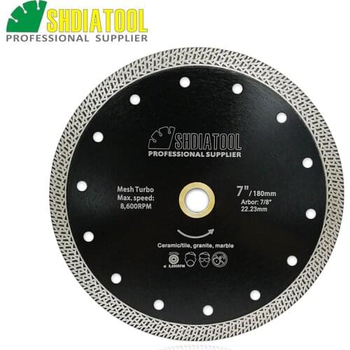 SHDIATOOL 5pcs Dia 7" Hot pressed sintered Mesh Turbo Diamond Saw blade 180mm Dry or Wet Cutting Disc Diamond Wheel Tile Marble