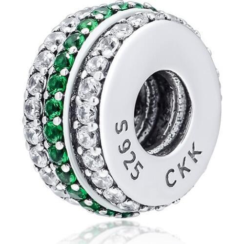 Charms fits for Necklaces Bracelets Mystic Abstract Beads 100% 925 Sterling Silver Jewelry with Green CZ Free Shipping