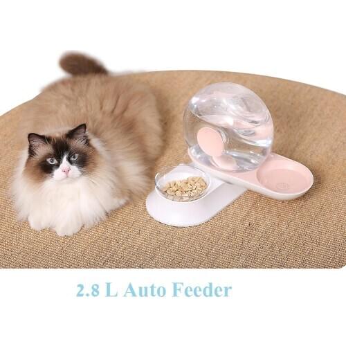 Pet Automatic Feeder 2.8L Water Dispenser Dual Purpose Snail Shape Food Water Feeding Bowl for Small Dog Cats