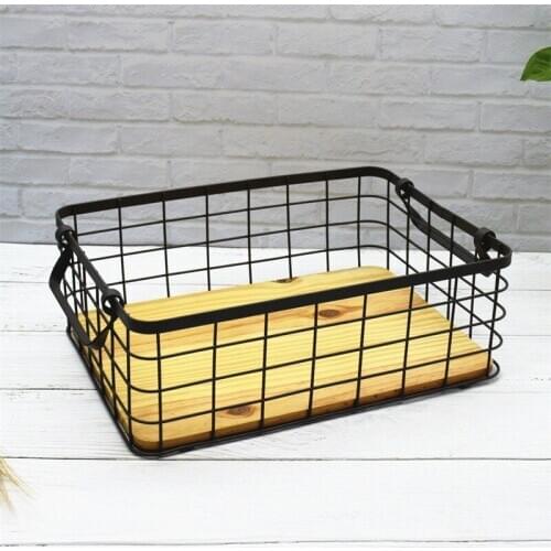 Big Size Simple Wrought Iron Storage Basket Books Cosmetics Clothing Fruit Storage Basket Home Storage Basket 34.5*22*11.5CM