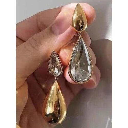 Pure 925 sterling silver hot brand new design jewelry gold drop earrings crystal luck bar design pop rock party banquet earrings