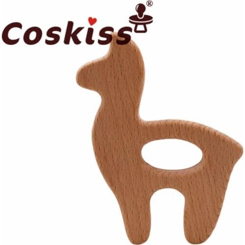 Coskiss Baby Teething Toys Wooden Teething Ring Food Grade Deer Beech Wooden Childrens Toys Diy Wooden Teether