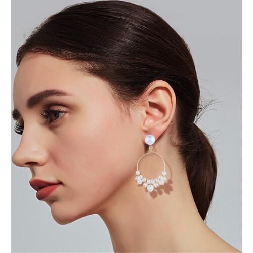 CRLEY New creative jewelry high-grade elegant simulated-pearl earrings round Gold earrings jewelry wedding party earrings
