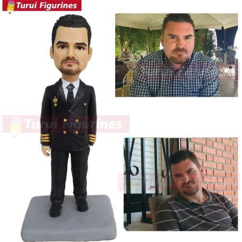 Policeman firefighter boy figurine toys desktop decor custom bobblehead real face doll sculpt service by Turui Figurines dolls