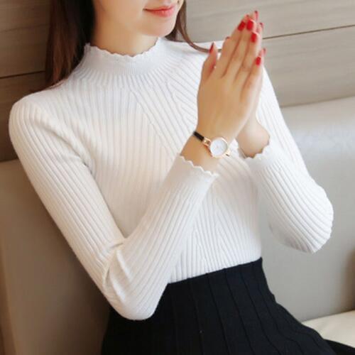 Hot Sale 2021 Winter Women Long Sleeve Turtleneck Slim Knitted Sweater Lady Korean Tight Casual Shirts Warm Thick Tops Clothes