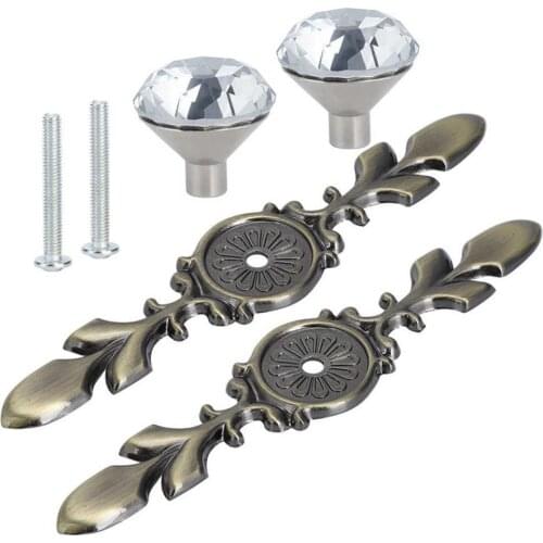 Crystal Door Knob Glass Drawer Knobs Clear Crystal Cabinet Knobs with Plate Glass Diamond Cut Shape Cupboard Drawer Pull Handle