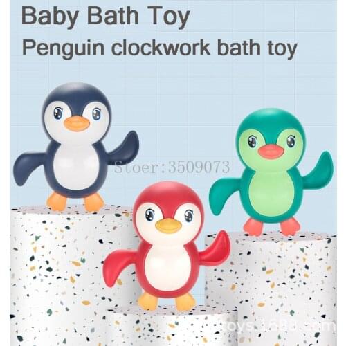 Bath Toys Winding Chain Floating Penguin Playing in Water Childrens Bath Water Spray Toy Baby Bathroom Clockwork Toy Gift
