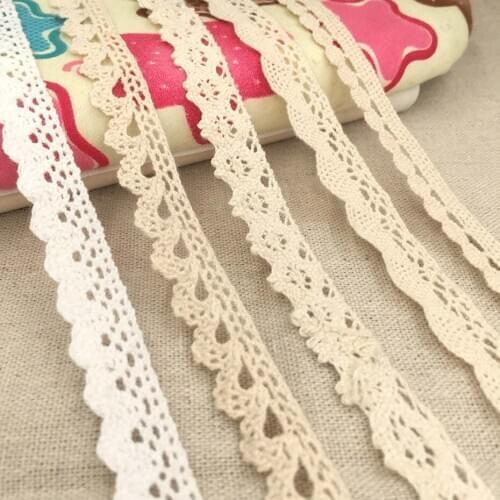 Free Shipping 10Yards/Lot Knit Cotton Lace Fabric Clothing Materials Textiles Lace DIY Tape Sticker Craft Decoration Fabrics