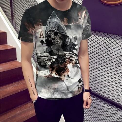 2019 Hot sale New Mens Summer Skull Poker Printing Men Short Sleeve T-shirt 3D T Shirt Casual T-shirt Plus Size T-shirt S-5XL