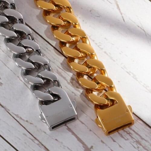 Fashion High Quality Mens Bracelet Jewelry 22cm Stainless Steel Dubai Gold Color Heavy Chunky Link Chain Big Bracelets&Bangles