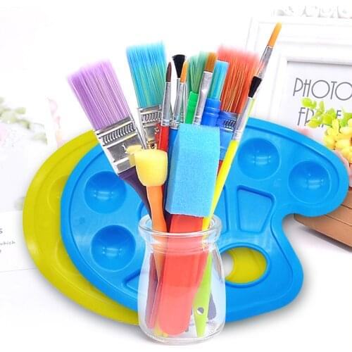 Children Painting Tool Kits 15pcs Art Paint Brushes with 2pcs Palette Tray for Kids Toddlers Watercolor Oil Acrylic Paints