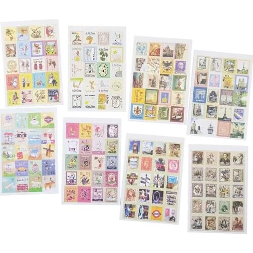 30packs Stamp Series Paper Sticker Scrapbooking Decor Stationery Paper Adhesive Sticker Diary Supplies free shipping