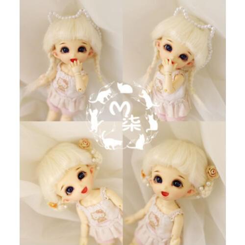 New 1/12 3-4 inch 9-10cm 1/8 4-5 inch 12cm 14cm BJD Beige Plush fabric Wig for AE PukiFee lati Doll Antiskid BJD Doll Wig