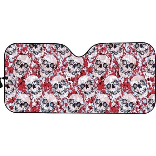 Wholesale Windshield Sun Shade for Car Personalized Sugar Skull Printed UV Protect Foldable Auto Decoration Universal Sunshades