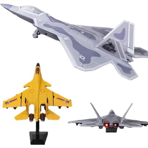 Parade aviation model alloy aircraft sound and light return military metal model stealth F22 fighter gift