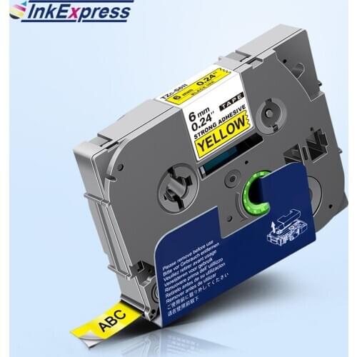 6mm TZe-S611 Strong Adhesive Label For Brother TZe S611 TZe-S611 s611 tze Tape Black on Yellow For Brother P touch Label Maker