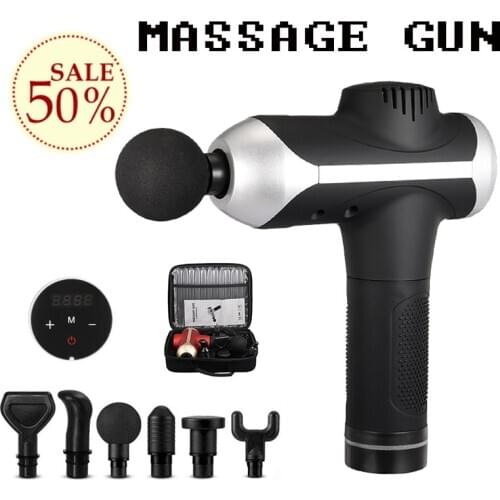 LCD Display Profession Massage Gun Percussive Deep Tissue Massage Gun Slimming Shaping Pain Relief With 6 Heads