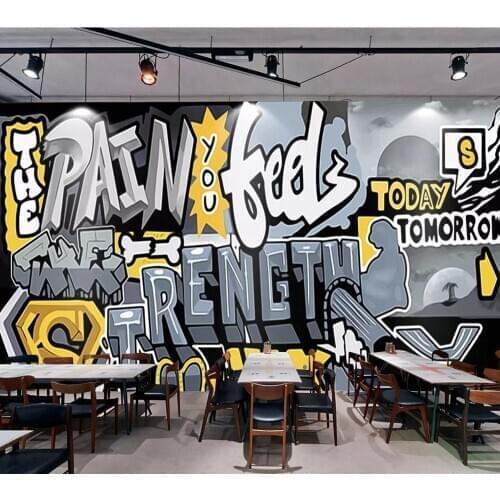 Drop Shipping Custom Wallpaper Mural Retro Vintage Vintage Hand Drawn Doodle Industrial Style Gym Club Background Wall Painting