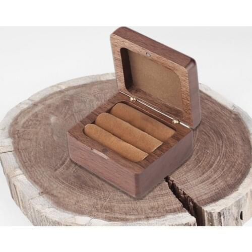 Deluxe Square Walnut Wood Double Rings Box Wedding Rings Storage Case Gifts