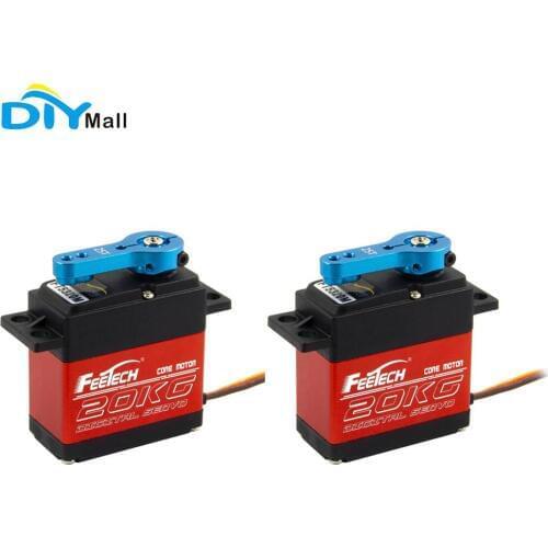 2PCS Feetech FT5320M 180 Degree Digital Servo Motor 20KG 7.4V Red Aluminum Alloy Gear Servo With Blue Metal Arm