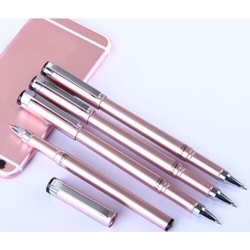 4pcs/box Winning S6 Black Ink Gel Pen Silver/Gold/Rose Gold 0.5mm Roller Ball Pens Writing Stationery School Office Supplies