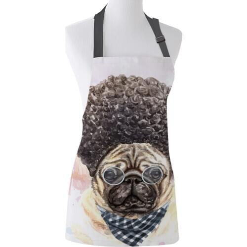 Funny Apron Vancouver City Building Dog Pug Kitchen Aprons for Women Man Kids Home Cooking Baking Waist Bib Home Use