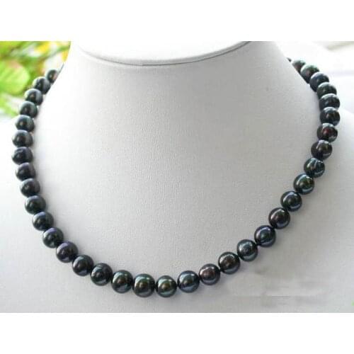 Unique Pearls jewellery Store AA 42CM 10MM Black Round Freshwater Pearl Necklace Charming Women Gift Jewelry