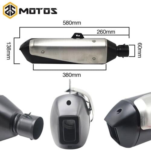 ZS MOTOS Universal Motorcycle Muffler Silencer Exhaust pipe for BMW G310 GS G310R R1200 GS for Honda NC750X CBF1000 CRF1000L