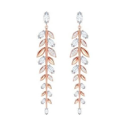 Drop Geometric Earrings Rose Gold Colour Gifts For Long Leaf Women Boho Fine Jewelry Swa 1:1 Fashion 2019