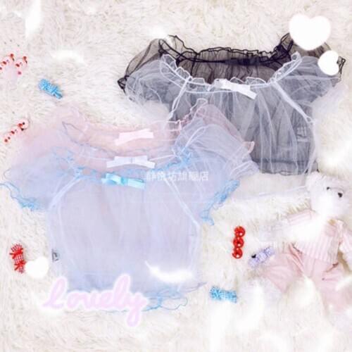 Women Japanese Chiffon Lolita Top Shirts Underwear Top Easy Match Lolita dressses Sweet Light Innner Shirt Pink Swwet Blouse