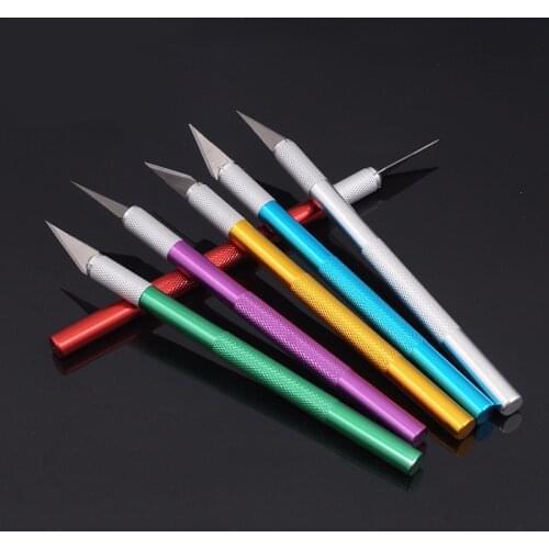 1Set 6 Blades Utility Knife Paper Knife Engraving Craft knives Non-slip Metal Hand Tool Set Cutter Carving