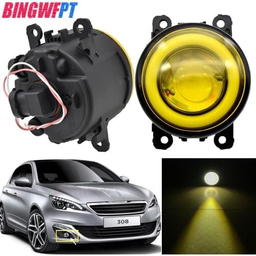 1pair For Peugeot 308 2013 2014 2015 2016 2017 2018 Car H11 LED Bulb Fog Light Angel Eye DRL Daytime Running Light 12V