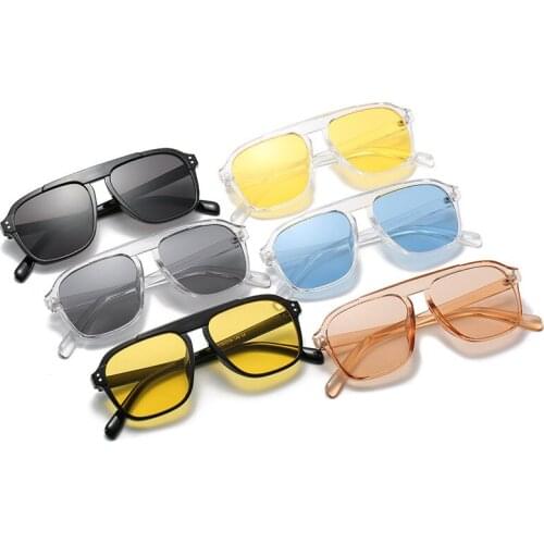 2021 Oversized Square Sunglasses Retro Nail Decoration Blue Yellow Clear Lens Men Fashion Outdoor Sun Glasses for women