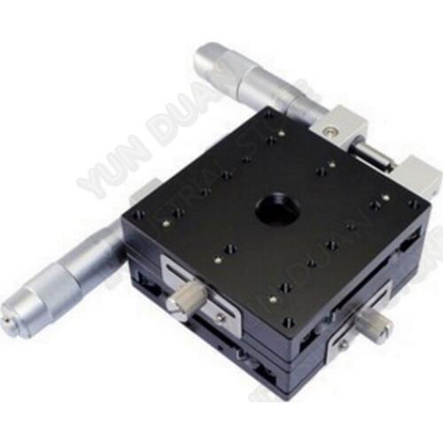 80*80mm XY Axis 3" Trimming Station Manual Displacement Platform Cross Roller Guide Way Linear Stage Sliding Table LY80-L