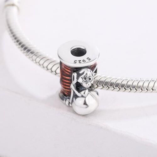 925 Sterling Silver Cartoon Enamel Cup Little Princess Pendant Charms Bracelet DIY Jewelry Making For Original Pandora