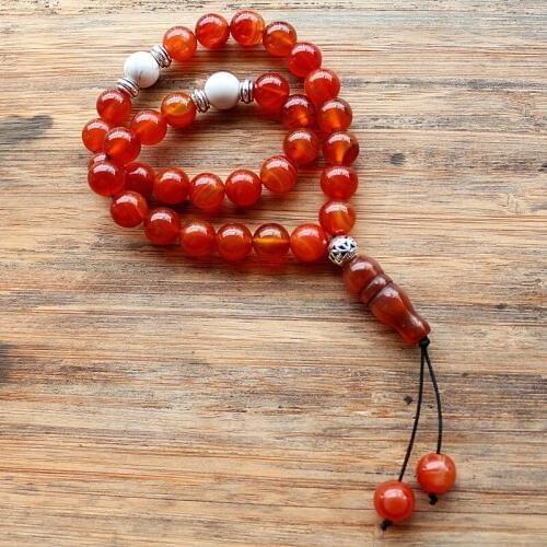 New Handmade 10mm Natural stone beads 33 Prayer Beads Islamic Muslim Tasbih Allah Mohammed Rosary for women men Bead Jewelry