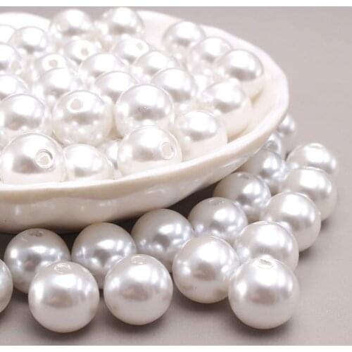 MHS.SUN A63 4MM-30MM With hole white imitation pearls beads loose Abs round beads for diy necklace making garment decoration