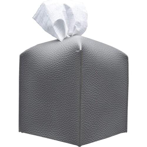 Tissue Box Cover, Refined Modern PU Leather Square Tissue Box Holder - Decorative Holder/Organizer