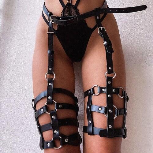 Women Erotic Toys Body Belts Stockings Goth Punk Leather Leg Harness Garter Straps Restraints Suspenders Fetish BDSM Bondage