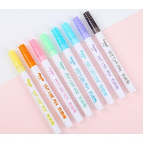 Dream color fluorescent double line pen outline DIY photo album gold stationery papeleria kırtasiye colores drawing painting art