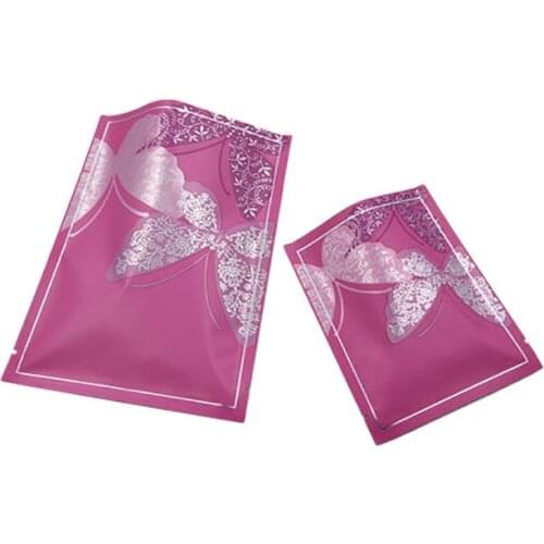 Hot-selling Cute Pink Butterfly Pattern Flat Type Aluminum Heat Sealable Top Open Bag, Food Grocery Packaging Bag J10021