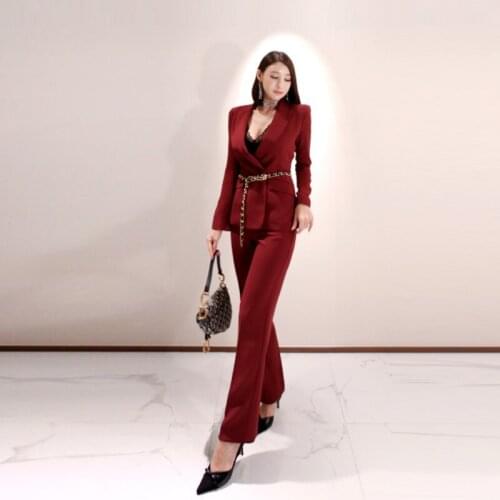 2 piece sets womens outfits womens autumn and winter womens office OL professional temperament waist slimming high waist suit