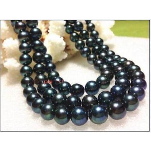 Beautiful 50" LONG AAA 10-11mm south sea black pearl necklace