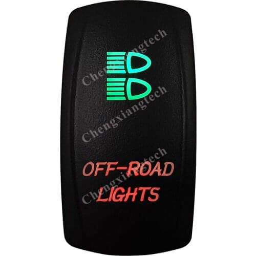 Laser- OFF ROAD LIGHTS-Car Boat Green & Red Led On Off Rocker Switch Waterproof, Overload Protection, SPST, Truck Marine Caravan