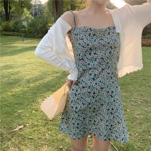 Summer Womens Dresses Kawaii Sling Mini Dress French Fashion Party Dress Sexy Dresses for Women