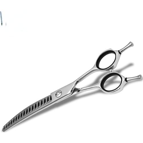 Best Selling 6.5'' 18 Teeth Curved Chunker Pet Grooming Thinning Scissors With Two Adjustable Tails