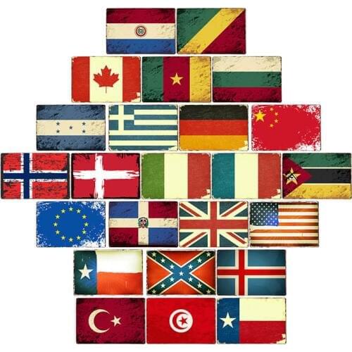 National Flag Metal Sign Plaque Vintage Pub Decoration Retro Decorative Plates Bar Tin Poster Home Decor 20x30cm