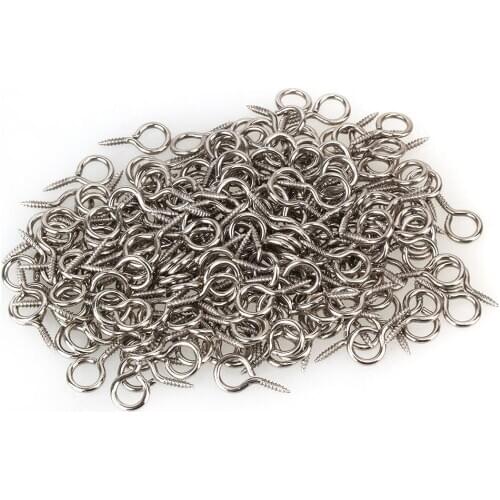 19x8x10mm Silver Tone 2# Metal Mini Screw Eye Pin Peg Eyepins Hooks Tail Jewelry Making Findings Craft Pack of 200