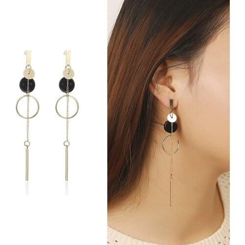 Fashionable Simple Earrings Round Pearls Asymmetrical Tassel Earrings Personality Earrings Girlfriend Gift